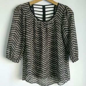 IZ Byer Herringbone Patterned Blouse